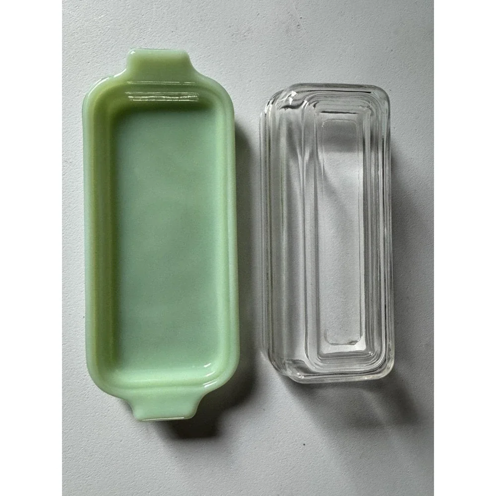 Fire King Jade 1/4 Lb Butter Dish with Lid Made In USA Vintage Oven Ware